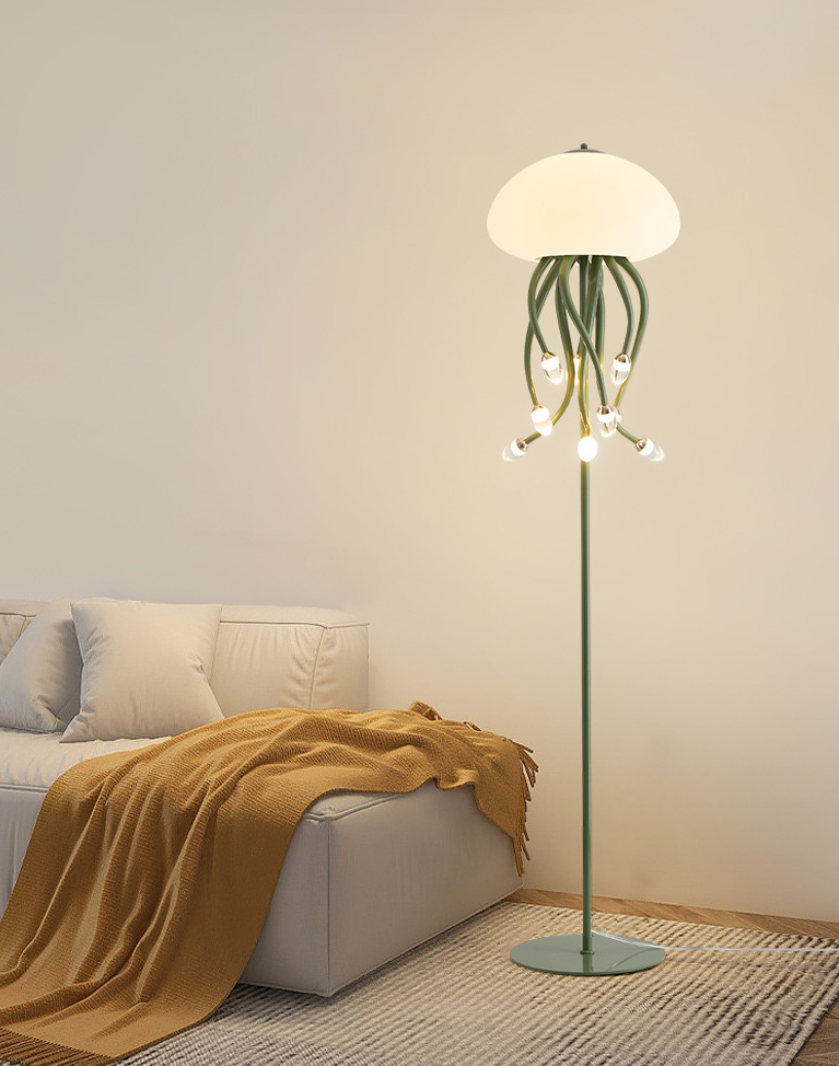 Lampadaire LED en fer acrylique Art Déco moderne en forme de méduse pour salon 