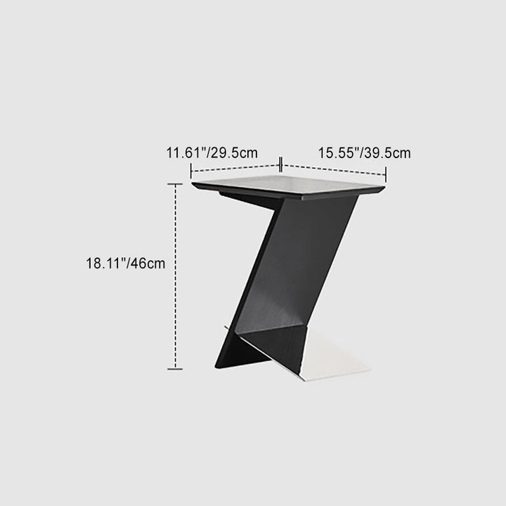 Moderner minimalistischer rechteckiger Z-förmiger Beistelltisch aus Eschenholz und Metall für das Wohnzimmer 