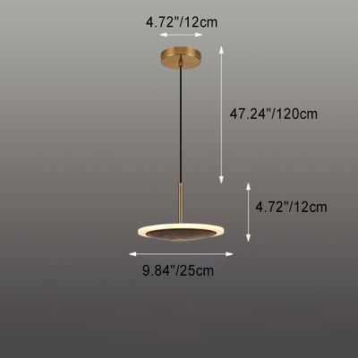 Modern Round Brown Walnut Wood 1-Light LED Pendant Light