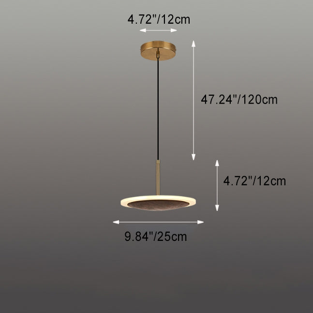 Modern Round Brown Walnut Wood 1-Light LED Pendant Light