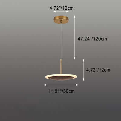 Modern Round Brown Walnut Wood 1-Light LED Pendant Light