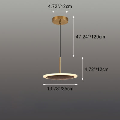 Modern Round Brown Walnut Wood 1-Light LED Pendant Light