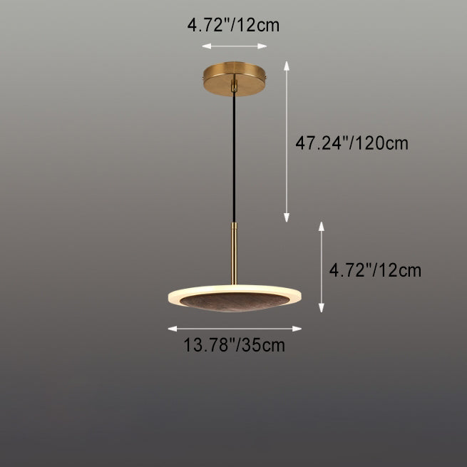 Modern Round Brown Walnut Wood 1-Light LED Pendant Light