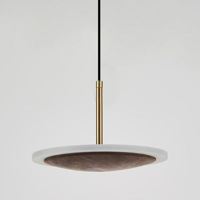 Modern Round Brown Walnut Wood 1-Light LED Pendant Light