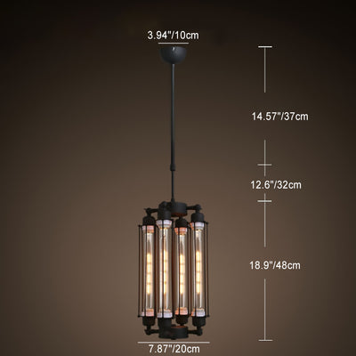 Retro Industrial Long 4-Light Island Light Chandelier