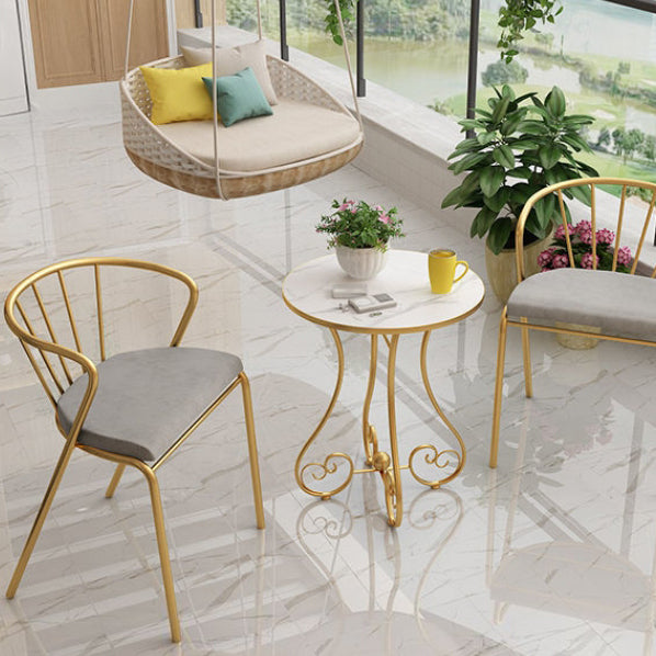 Contemporary Nordic Round Heart Base MDF Metal Coffee Table For Living Room
