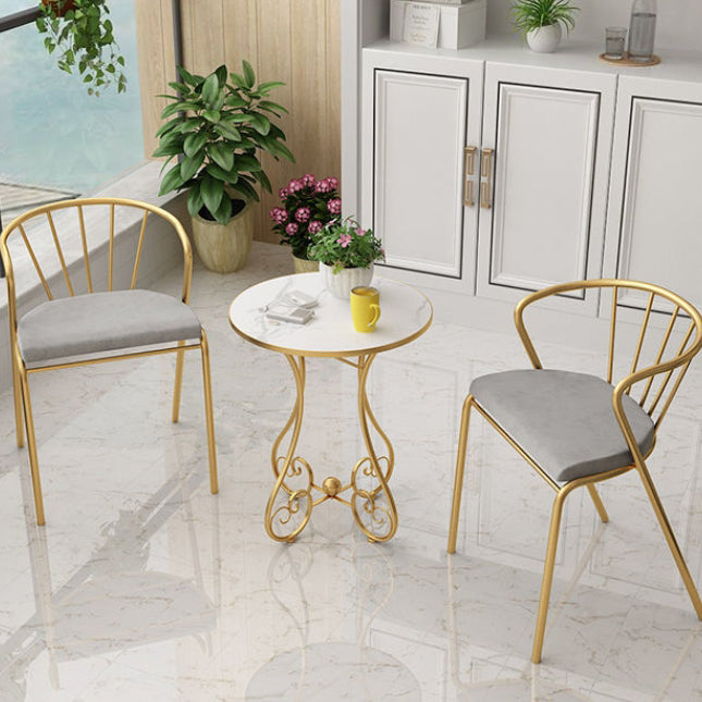 Contemporary Nordic Round Heart Base MDF Metal Coffee Table For Living Room