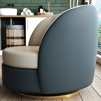 Modern Luxury Round Cat Scratch Leather Upholstered Swivel Accent Chair Backrest Armrest For Living Room