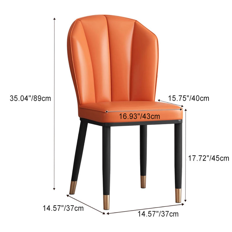 Chaise de salle à manger avec dossier en cuir moderne de luxe en acier au carbone et éponge, coque carrée pour salle à manger 