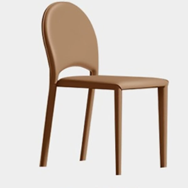 Modern Minimalist Saddle-Style Faux Leather Carbon Steel Sponge Square Elliptical Dining Chair Backrest For Dining Room
