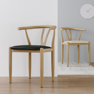 Chaise de salle à manger avec dossier incurvé carré en cuir de simplicité moderne, acier au carbone et éponge 