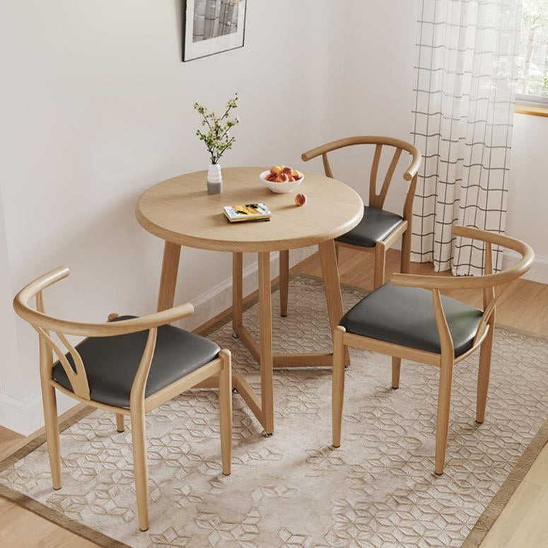Chaise de salle à manger avec dossier incurvé carré en cuir de simplicité moderne, acier au carbone et éponge 