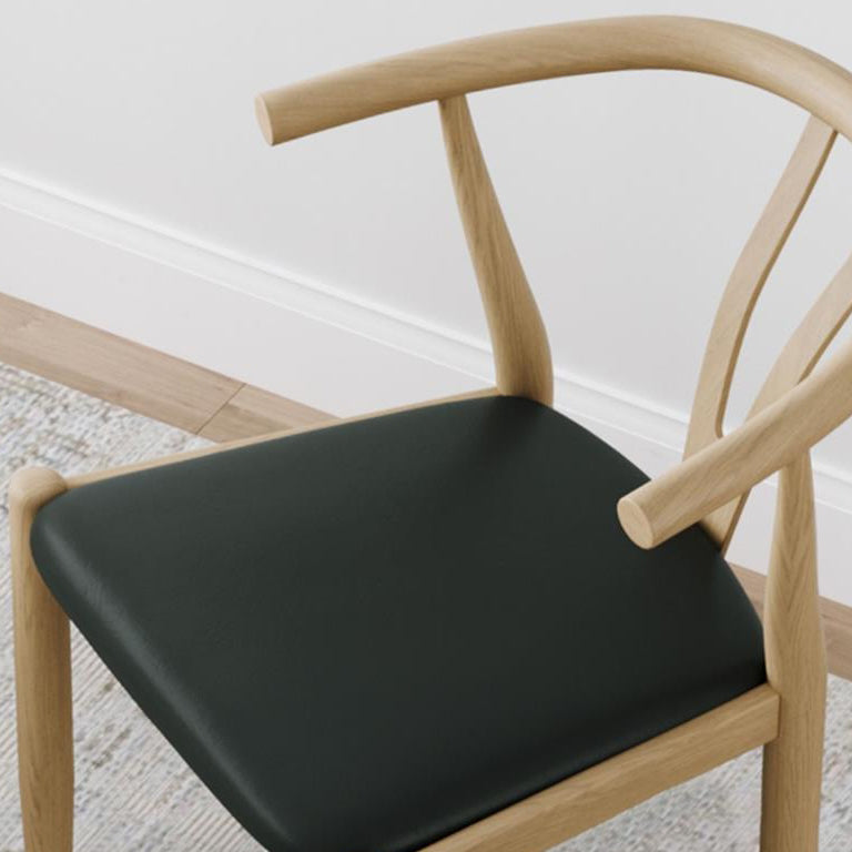 Chaise de salle à manger avec dossier incurvé carré en cuir de simplicité moderne, acier au carbone et éponge 