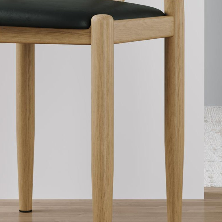 Chaise de salle à manger avec dossier incurvé carré en cuir de simplicité moderne, acier au carbone et éponge 