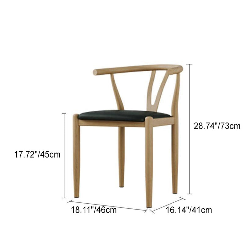 Chaise de salle à manger avec dossier incurvé carré en cuir de simplicité moderne, acier au carbone et éponge 