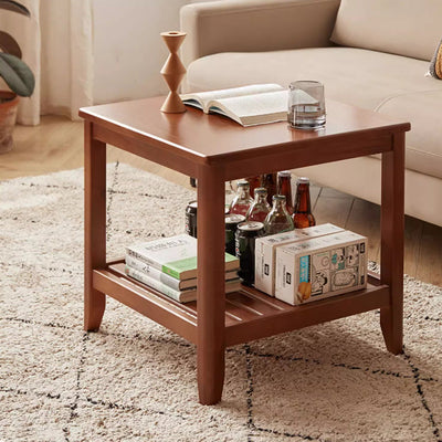 Mesa de café cuadrada de madera minimalista moderna con cuatro patas para sala de estar 