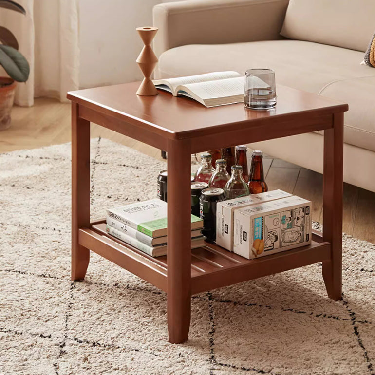 Mesa de café cuadrada de madera minimalista moderna con cuatro patas para sala de estar 