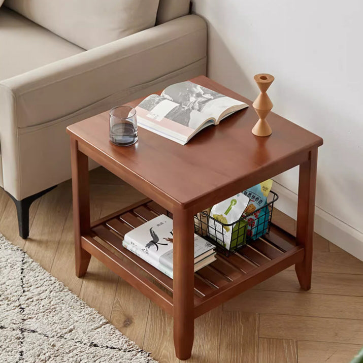 Mesa de café cuadrada de madera minimalista moderna con cuatro patas para sala de estar 