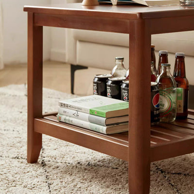 Mesa de café cuadrada de madera minimalista moderna con cuatro patas para sala de estar 