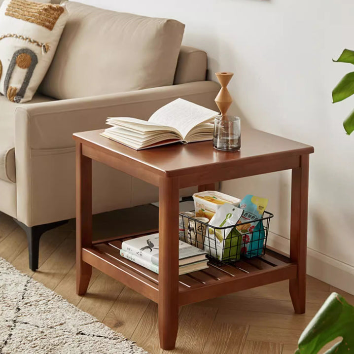 Mesa de café cuadrada de madera minimalista moderna con cuatro patas para sala de estar 
