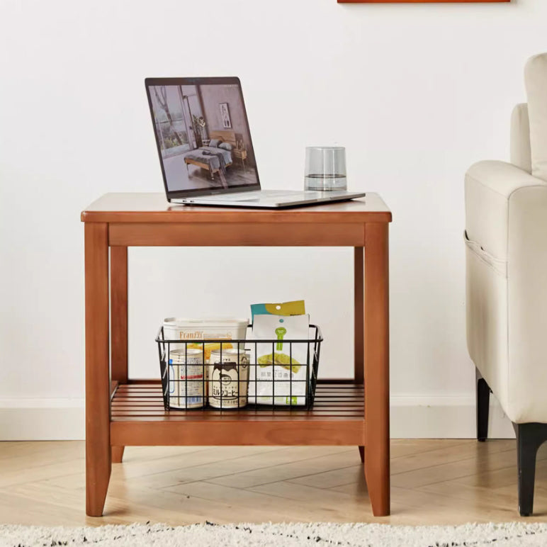 Mesa de café cuadrada de madera minimalista moderna con cuatro patas para sala de estar 