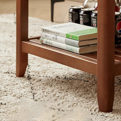 Mesa de café cuadrada de madera minimalista moderna con cuatro patas para sala de estar 