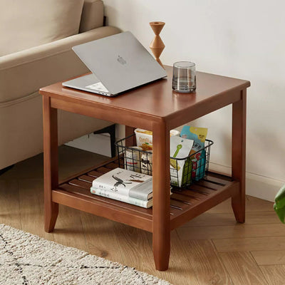 Mesa de café cuadrada de madera minimalista moderna con cuatro patas para sala de estar 