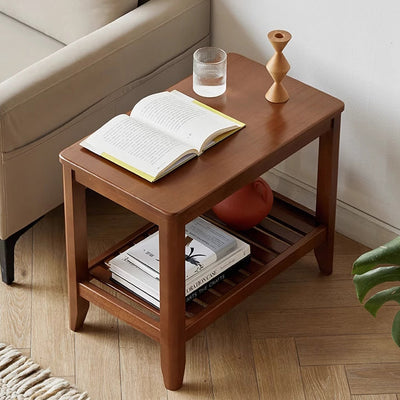 Mesa de café cuadrada de madera minimalista moderna con cuatro patas para sala de estar 