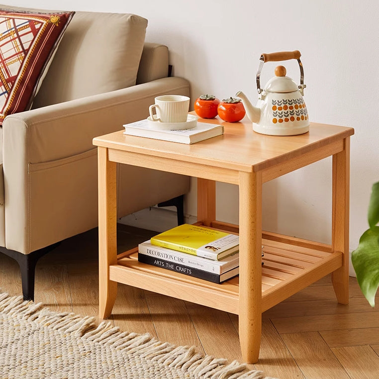 Mesa de café cuadrada de madera minimalista moderna con cuatro patas para sala de estar 