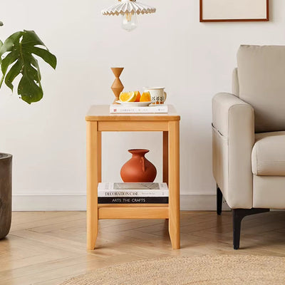 Mesa de café cuadrada de madera minimalista moderna con cuatro patas para sala de estar 