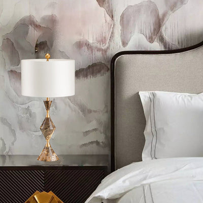 Lampe de table 1 lumière pour chambre à coucher en métal rustique traditionnel Morph nanite tissu cylindre sablier 