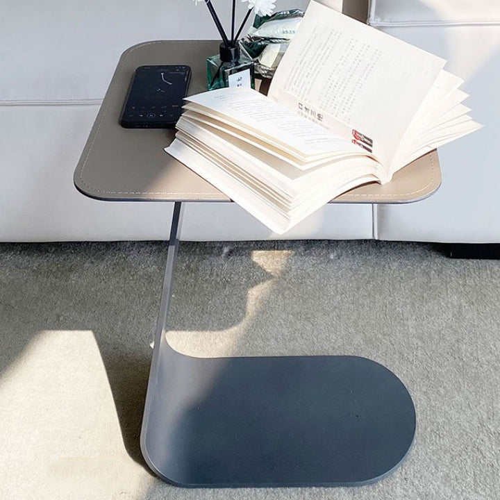 Contemporary Creative C-Shape Saddle-Style Faux Leather Carbon Steel End Table For Living Room