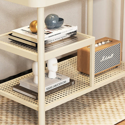 Table d'appoint rectangulaire en verre et fer minimaliste moderne à 3 niveaux pour salon 