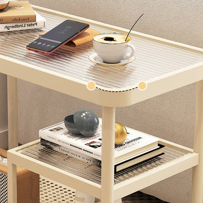 Table d'appoint rectangulaire en verre et fer minimaliste moderne à 3 niveaux pour salon 