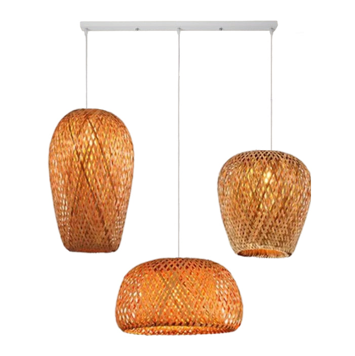 Luminaire suspendu à 1 lumière en bambou de style rustique 