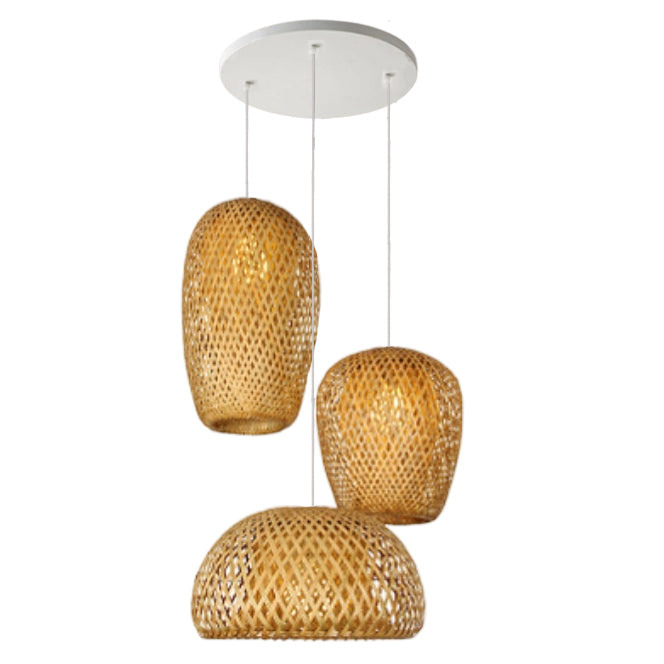 Luminaire suspendu à 1 lumière en bambou de style rustique 