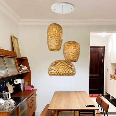 Rustic Style Bamboo Weaving 1-Light Pendant Light