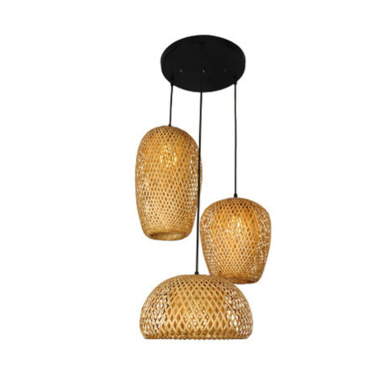 Luminaire suspendu à 1 lumière en bambou de style rustique 