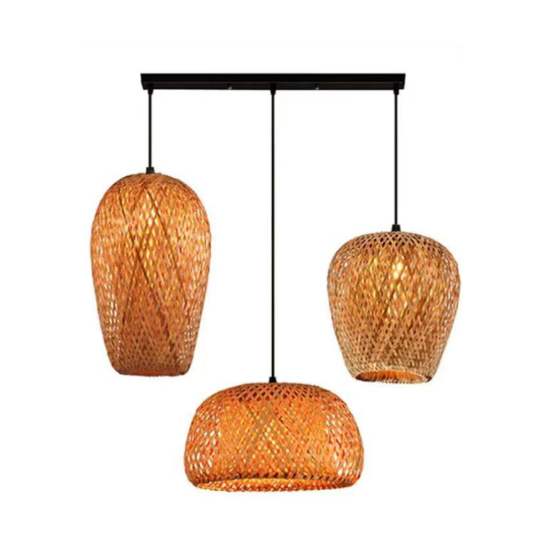 Luminaire suspendu à 1 lumière en bambou de style rustique 