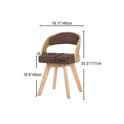 Chaise de salle à manger contemporaine en tissu nordique avec pieds en bois évasés et dossier courbé pour salle à manger 