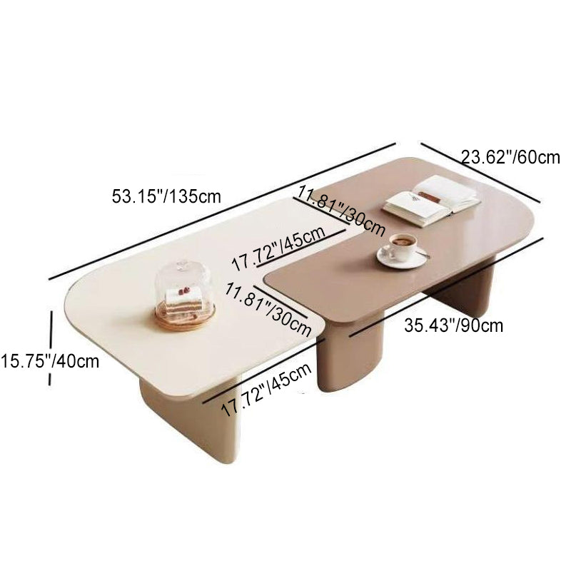 Mesa de Centro Cuadrada Rectangular Minimalista Moderna de Tablero de Fibra de Densidad Media Combinable para Sala de Estar 