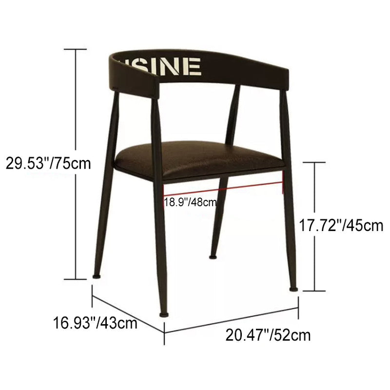 Silla de comedor contemporánea nórdica con estructura de hierro redonda y tapizada en cuero sintético con respaldo y reposabrazos para comedor 