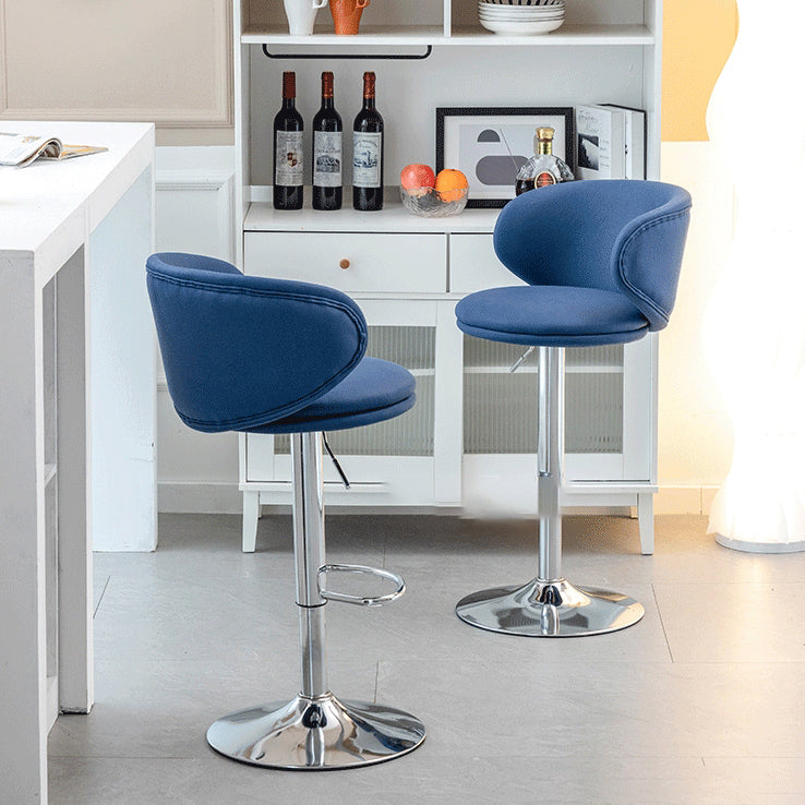 Moderner minimalistischer runder Stoff-Edelstahl-Barhocker mit Rückenlehne für das Esszimmer 