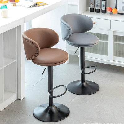 Moderner minimalistischer runder Stoff-Edelstahl-Barhocker mit Rückenlehne für das Esszimmer 