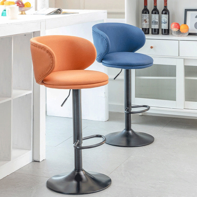 Moderner minimalistischer runder Stoff-Edelstahl-Barhocker mit Rückenlehne für das Esszimmer 