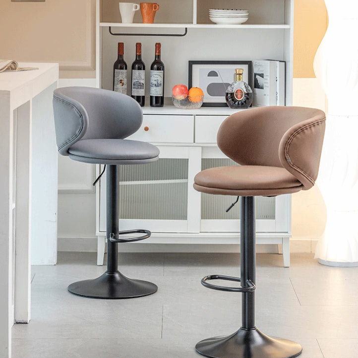 Moderner minimalistischer runder Stoff-Edelstahl-Barhocker mit Rückenlehne für das Esszimmer 
