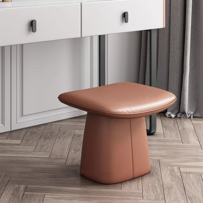 Modern Minimalist Square Microfiber Leather Pine Wood Vanity Stool Backless Armless For Bedroom
