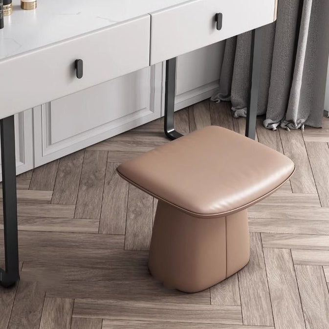 Modern Minimalist Square Microfiber Leather Pine Wood Vanity Stool Backless Armless For Bedroom