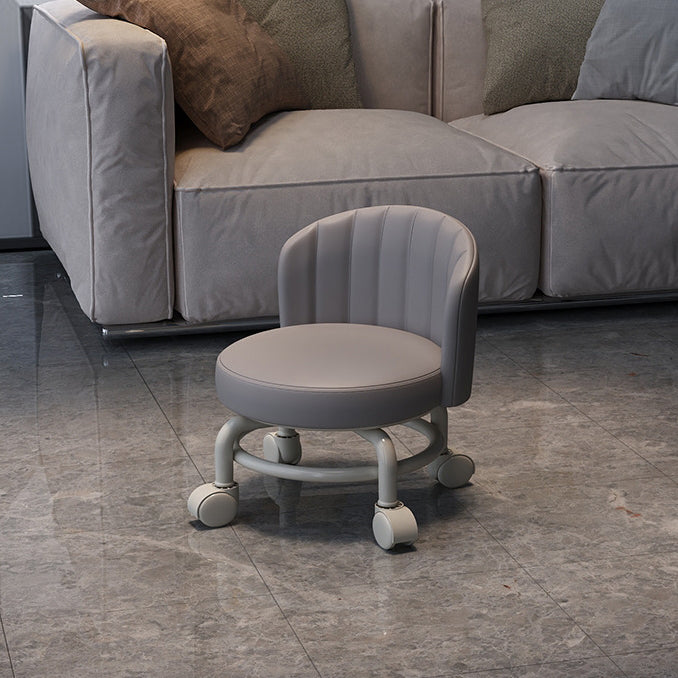 Modern Minimalist Removable Round Curved Corner Faux Leather Iron Chair Backrest Armless For Living Room