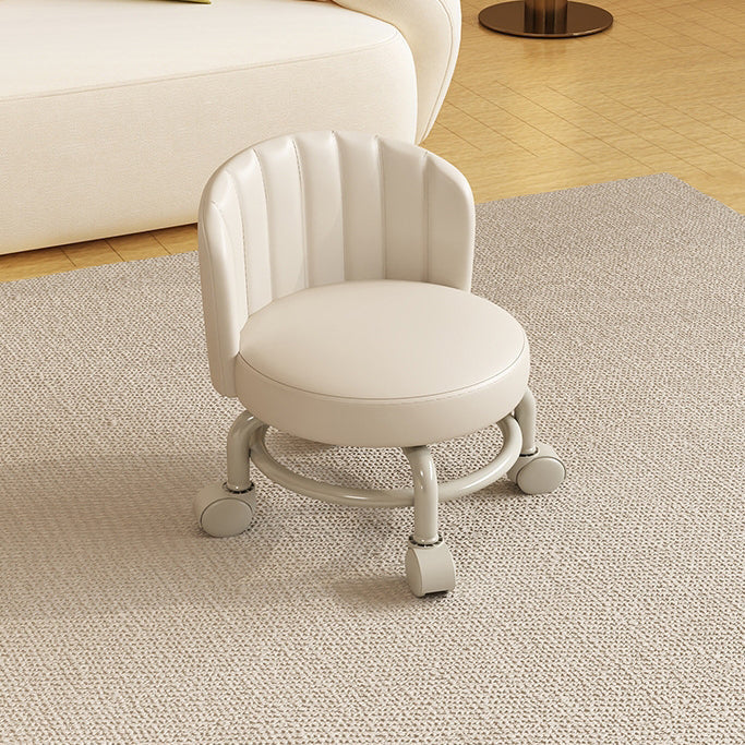 Modern Minimalist Removable Round Curved Corner Faux Leather Iron Chair Backrest Armless For Living Room